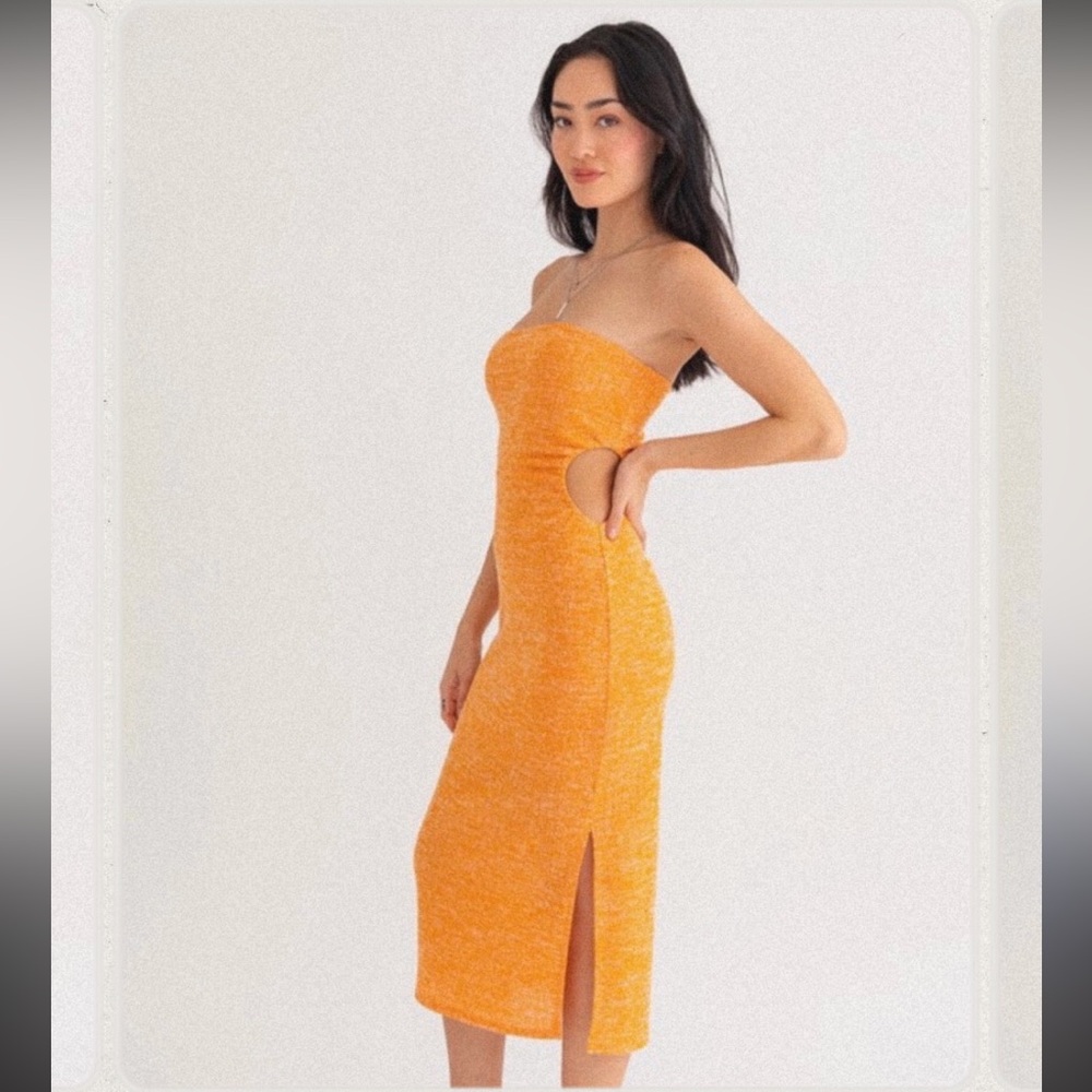 Le Lis Vibrant Orange Strapless Dress